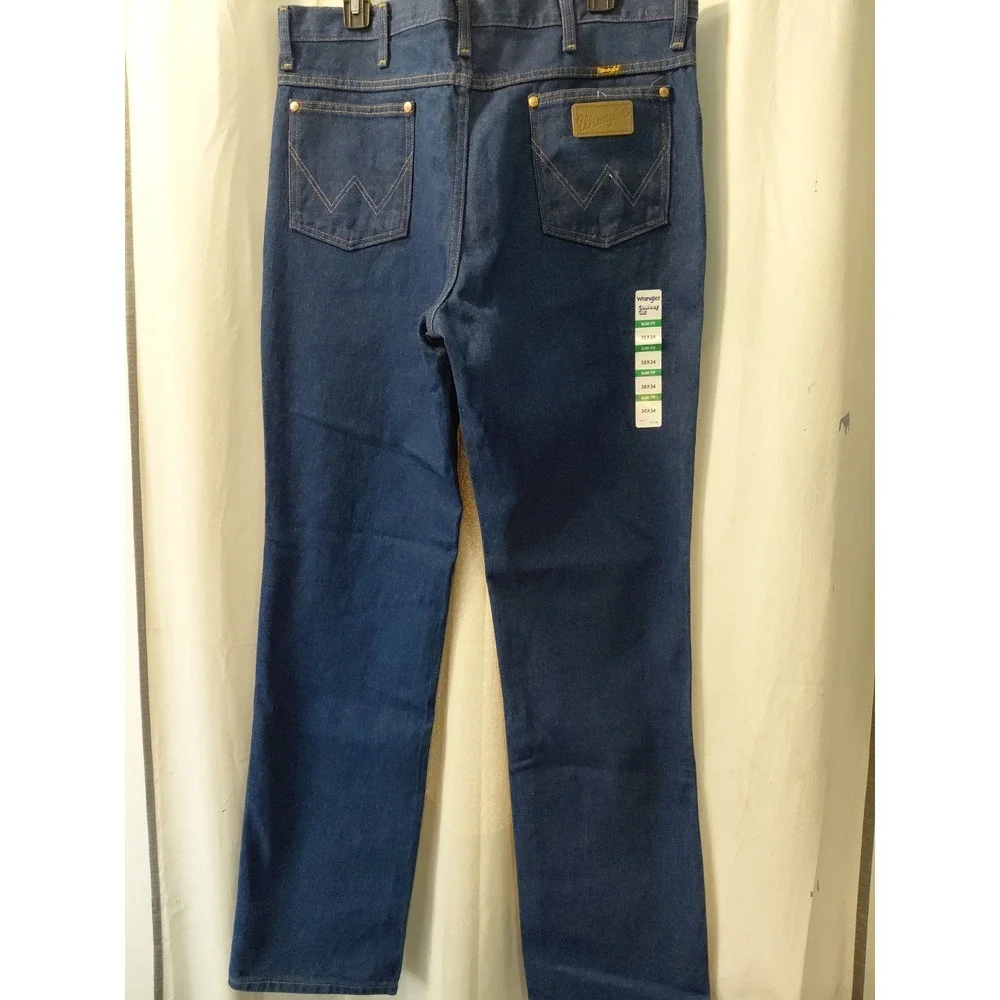 Wrangler Medium Wash Jeans Cowboy Cut Slim Fit Straight Leg Mens Size 36x34 NEW